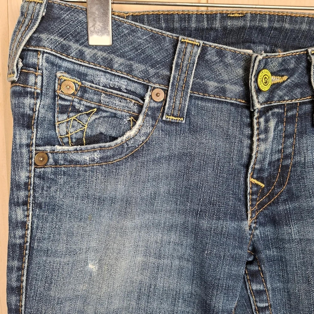 Vintage True Religion Women's Joey Twist Seam Flare Jeans Flap Pocket Sz 28 - Picture 5 of 14